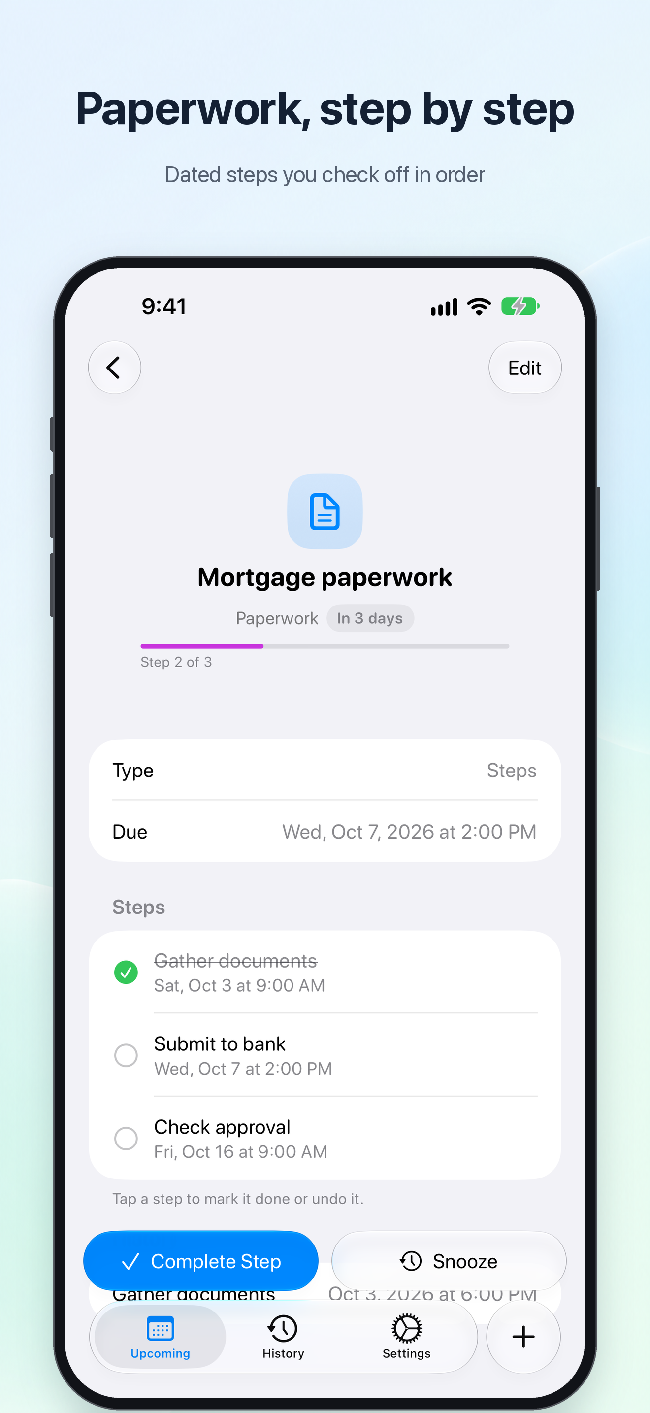 Paperwork, step by step