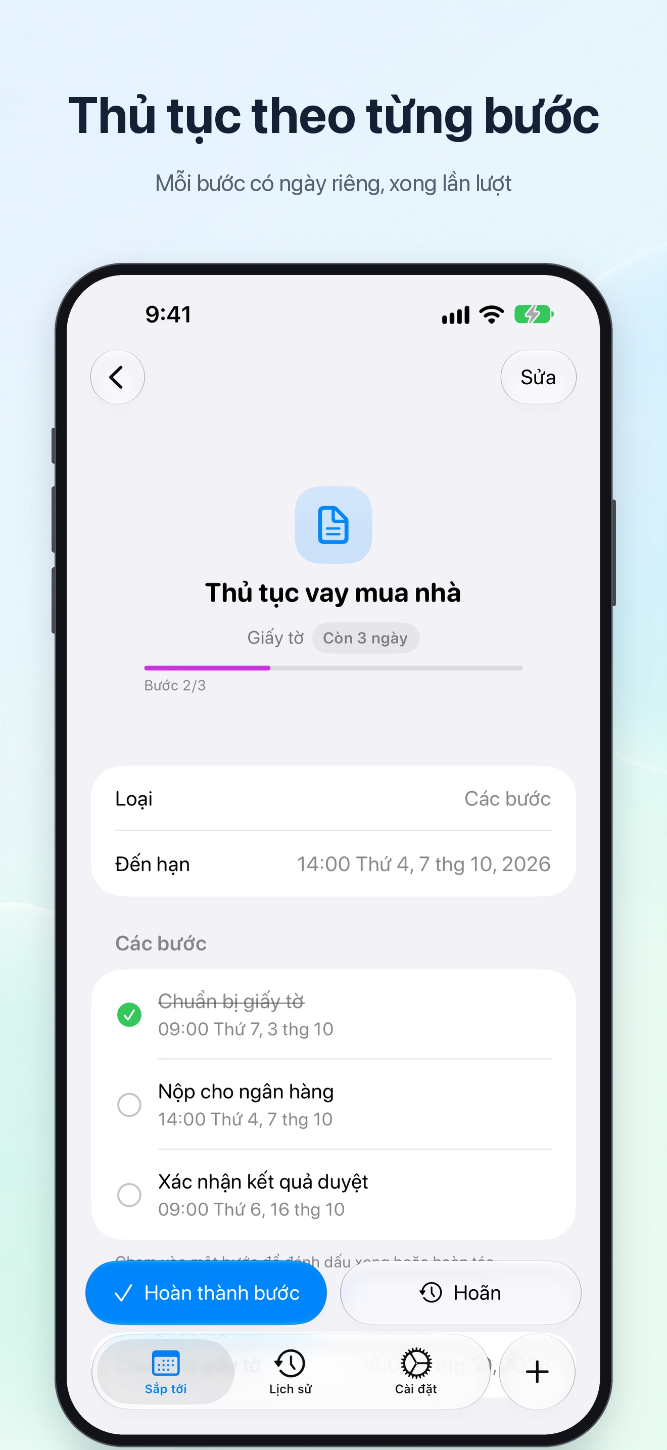Thủ tục theo từng bước