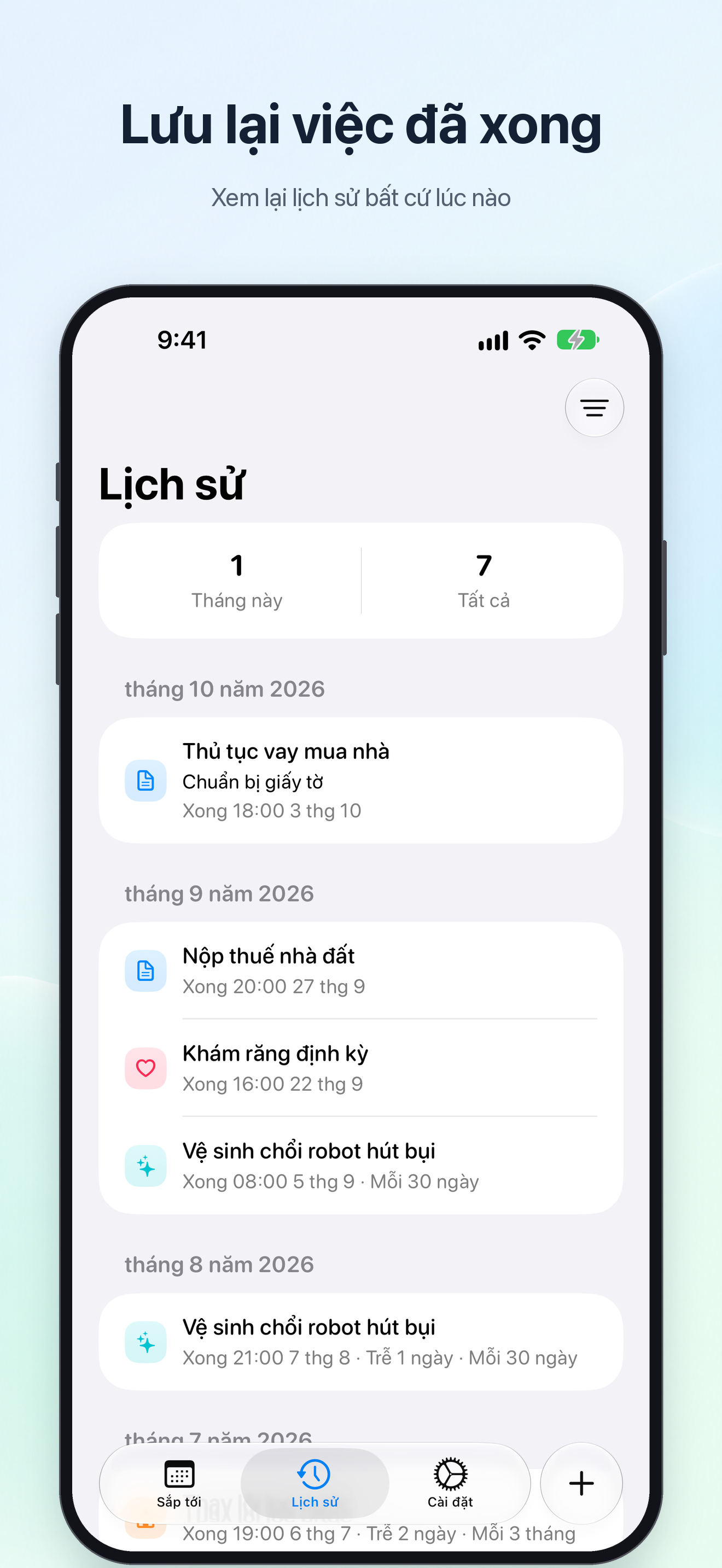 Lưu lại việc đã xong